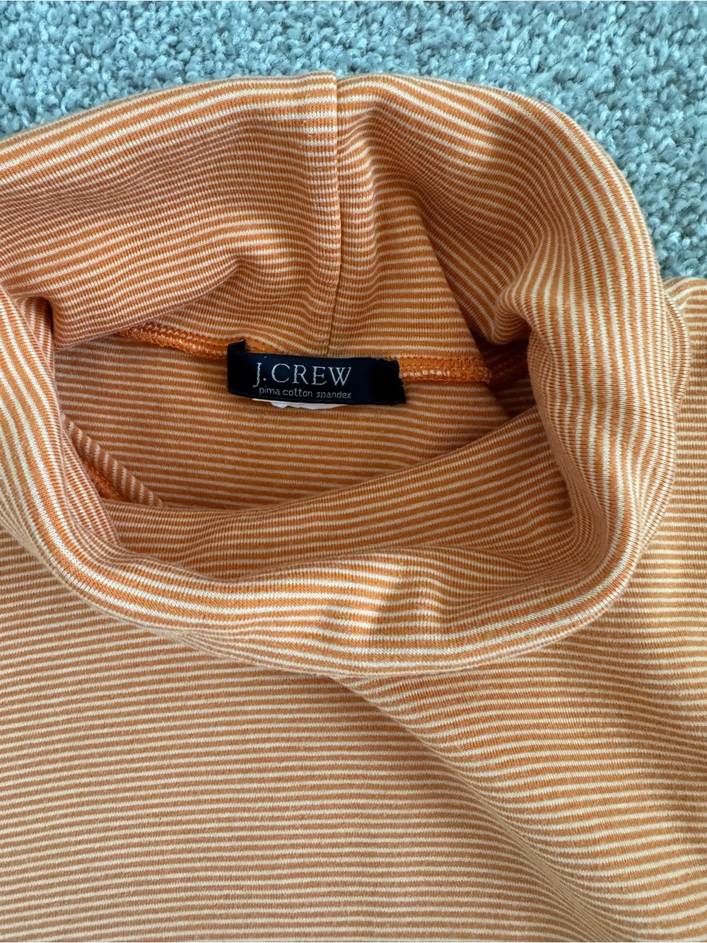 J. Crew Orange & White Striped Long Sleeve Turtleneck - Picture 3 of 3